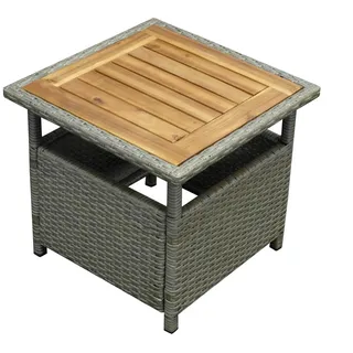 Beistelltisch TRENTO 45x45cm Geflecht naturgrau Platte Akazie Gartentisch Tisch