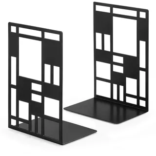 INNOPLUS Buchstütze, Buchstützen Metall, Buchstütze schwarz 1 Paar, Buchständer, Bookends, Buchstützen, Book Holder CD Kinder Metall, Bücher Halter für Regal