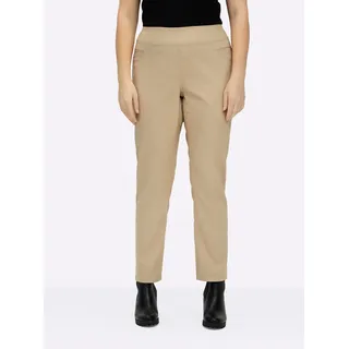 Schlupfhose CASUAL LOOKS, Damen, Gr. 195, Extrakurzgrößen, beige (sand), 65% Baumwolle, 33% Polyester, 2% Elasthan, unifarben, lang, Hosen Schlupfhose