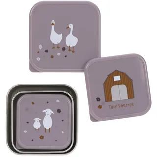 Lässig Snackbox 3er Set Edelstahl 3 Stück Tiny Farmer lilac