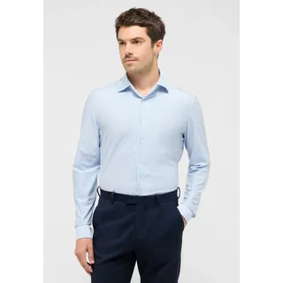 Langarmhemd ETERNA "SLIM FIT", Herren, Gr. 38, Normalgrößen, blau, Jersey, 60% Baumwolle, 40% Polyester, schmal, Manschette, Hemden Langarmhemd, NON IRON (bügelfrei)