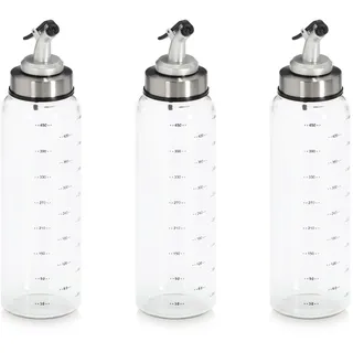 Zeller Menage-Set Essig-/Ölflasche 3-tlg. transparent H:24,5 cm Ø:6,5 cm 500 ml