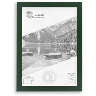 CLAMARO Bilderrahmen Collage, 21 x 29,7 cm, Dunkelgrün, 5er Set, 16 mm tief | Rahmen-Außenmaß ca. 25,8 x 34,5 cm, Profilleiste 30 mm breit, inkl. Rückwand, Aufhänger, für Hoch- und Querformat