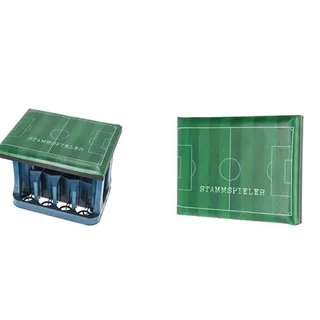 Fussball Bierkastensitz 43 x 33 cm grün mit Aufdruck Spielfeld Sitzhocker