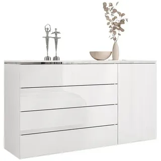 lookway Aurora Silver 140 x 76 x 40 cm Silber / Weiß Hochglanz