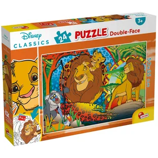 Lisciani - Disney König der Löwen - Wendepuzzle 24 Teile ab 3 Jahren | Kinderpuzzle - Rückseite zum Ausmalen und 4 Filzstifte im Set - Format 50 x 35 cm - Fördert Beobachtung und Fantasie