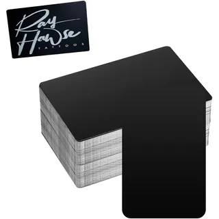 LEOINAER 100 Stück Metall-Visitenkarte Material Aluminium-Blatt Fasermaschine Lasermarkierung Test-Visitenkarte Gravur Inbetriebnahme Material Aluminium Wiederbeschreibbare Tags 8.6x5.4cm 0.21mm