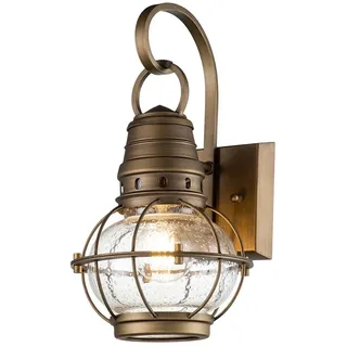 Wandleuchte außen Vintage Aluminium Glas IP44 h: 33,4 cm in Messing Lampe Haus