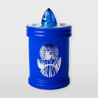 La Briantina Elektrisches Teelicht mit blauer LED, Lebensdauer 60 Tage, mit Design und Dauerlicht, 11 x Ø 6,5 cm