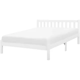 Beliani Holzbett Weiß Holz, 140x200 cm