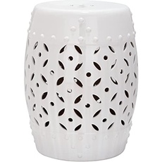 SAFAVIEH Modern Ceramic Garden Stool, in White, 35 X 35 X 45