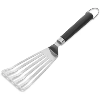 Weber Flexibler Grillplattenwender (41cm), aus Edelstahl, geschlitztes Designm, abgeschrägte Kanten, Rutschfester Komfortgriff, spülmaschinenfest - Silber (6780)