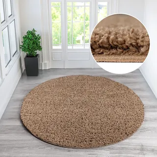 Teppich OTTO HOME "Viva rund" Gr. 10, braun (braunmelange), H:45mm Ø:190cm, Kunstfaser, Teppiche, Teppich, Uni-Farben, einfarbig, besonders weich und kuschelig, Wohnzimmer