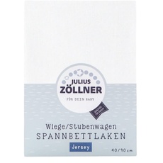 Julius Zöllner Jersey Spannbettlaken für Wiegen 90x40cm und Stubenwagen, 100% Baumwolle, STANDARD 100 by OEKO-TEX, weiß, 90x40 cm (1er Pack)