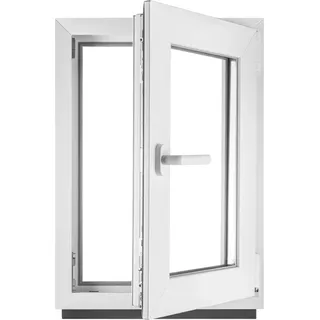 Fenster Kellerfenster Kunststofffenster BxH 50 x 60 cm DIN Rechts - ALLE GRÖßEN - 2 fach Verglasung BxH 500 x 600 mm - Funktion Dreh-Kipp - BauPlaza - Weiß