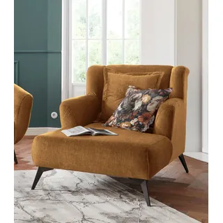 Home Affaire Loveseat Baggio Wellenunterfederung 101 x 99 x 152 cm Gelb mit Zierkissen