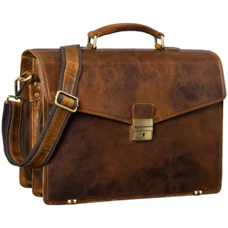 STILORD 'Cosmos' Vintage Aktentasche Leder Groß für Herren Businesstasche mit Laptop-Fach Umhängetasche XL für Büro Arbeit mit Schloss echtes Leder, Farbe:prestige - braun