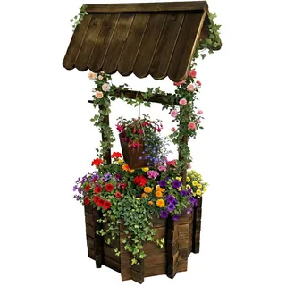 Relaxdays Zierbrunnen , Dunkelbraun , Holz, Textil , 56x114x56 cm , Dekoration, Gartendeko