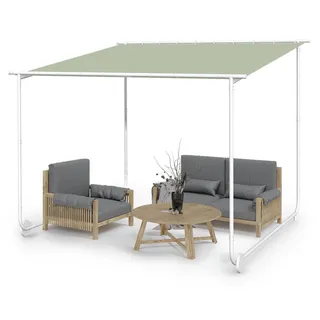 Blumfeldt Pergola, Metall Pavillon mit Polyester Schiebedach und Bodenrollen, Sonnensegel mit Gestell, Mobile Überdachung Freistehend, Sonnenschutz für Garten & Terrasse, Gazebo Wasserdicht & Stabil - Grün