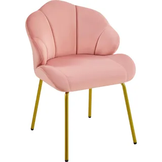 Yaheetech Sessel Loungesessel in Muschelform, Ohrensessel modern, Polsterstuhl mit Metallbeinen, Polyester, für Wohnzimmer/Schminktisch/Schlafzimmer, Rosa