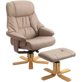 Homcom Relaxsessel Mikrofaser 82,5 x 109 x 78 cm Braun mit Hocker