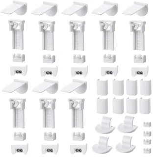 HAPPOW 8 Kit 48 Stück Plissee Ersatzteile, Klemmfix Halterung, Plissee Halterung Klemmträger, mit Klemmhalterung, Abdeckung, 2mm Stopfen, Ideal für die einfache Montage ohne Bohren