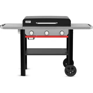 Weber Slate GP 71 cm Premium Plancha mit Untergestell und Rollen / 3 Brenner, Porzellanemaillierte Antihaft-Grillfläche, Durchgehende Hitzeverteilung, Multi-Zonen-System, 3252 cm2 Grillfläche, Schwarz