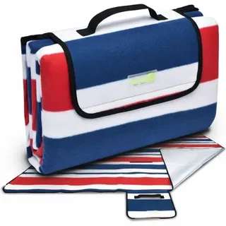 Beautissu Bella SE Picknickdecke 200x200cm Blau Gestreift