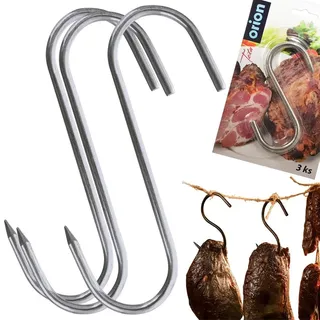 Orion Haken Edelstahl Schraubhaken Räucherhaken Räucherzubehör 11,5x8,5 cm 3er-Set - Silber