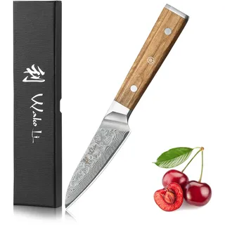 Wakoli Oribu Officemesser 9 cm Klinge, 67 Lagen Damaststahl, VG10 Stahlkern | Full Tang, Olivenholzgriff und 15° V-Schliff: kompaktes Schälmesser für Obst, Gemüse und feine Schneidarbeiten in Geschenkbox
