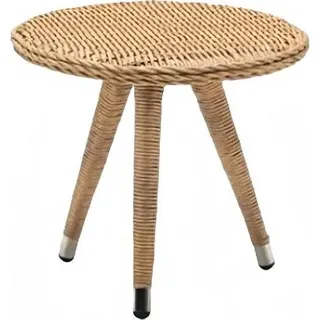 Couchtisch Luxus Möbel Terrasse Design Rattan Rund Modern Hochwertig Möbel - Beige