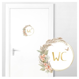 Grandora WC Türaufkleber mit Blumenranke Wandtattoo für Badezimmer Wandsticker Aufkleber Toilette Bad Wandaufkleber Wanddeko DL988