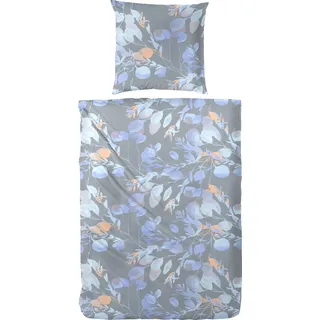 Primera Willow Blumen/Blätter Baumwolle Blau 135 x 200 cm + 80 x 80 cm