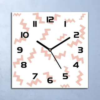 Wanduhr Echt-Glas-Küchenuhr Retro Zickzack Rosa Quarz 30x30 Deko Bilder - Rosa