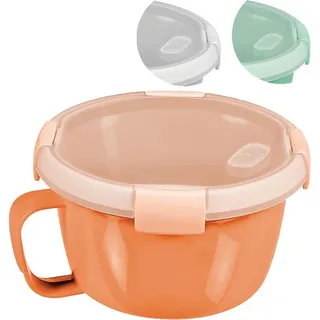 Dose Curver® 900 ml, mit Öse, öffnender Deckel, mit Griff, Farbmix Minze/Grau/Pfirsich, Becher 170x100 mm - Grün, Grau, Orange