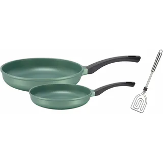 GSW Pfannen-Set »Rainbow« Aluminiumguss Set, 1x Bratpfanne Ø 20 cm, 1x Bratpfanne Ø 28 cm, 3 Stk. tlg. Induktion, grün