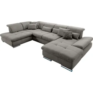 set one by Musterring Wohnlandschaft »SO 4100 komfortable Federkernunterfederung, inkl. Kopfteilverstellung« wahlweise Bettfunktion und Sitztiefenverstellung, U-Form, grau