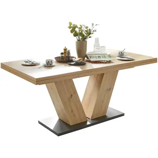Mäusbacher Cantus Ausziehtisch, Schwarz, Eiche Artisan, Holzwerkstoff, rechteckig, eckig, cm, ausziehbar, in verschiedenen Größen erhältlich, Holzdekoren Variantenauswahl, Esszimmer, Tische, Esstische, Esstische ausziehbar