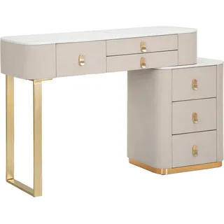 Frisiertisch Apoteosi, Schminktisch, Schminkstation, Konsolentisch, 120x40 h75 cm, Creme und Gold - Weiß
