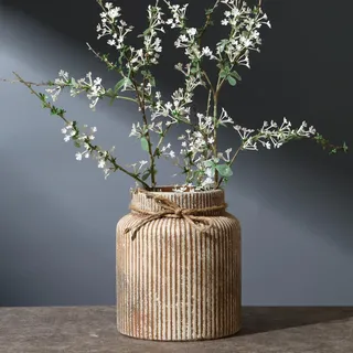 KRYSTHIA Keramikvase für Blumen, dekorative Terrakotta-Vase, Bauernhaus-Vasen für Heimdekoration, rustikale Vintage-Vasen für Wohnzimmer, Küche, Schlafzimmer, Büro, Couchtisch, 18 cm (braun)