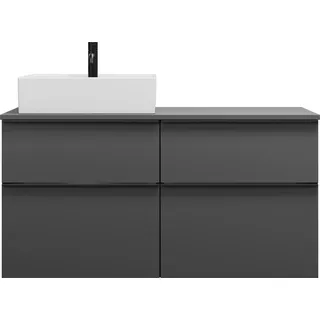 burgbad Eqio Keramik-Aufsatzwaschtisch quadratisch, links, inklusive Waschtischunterschrank mit 4 Schubladen, Breite 1200mm, SGUS120LF6584C0001G0252