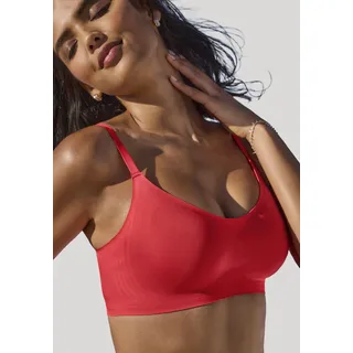 Bralette-BH NUANCE, Damen, Gr. L (42), N-Gr, rot (kirschrot), Microtouch, Obermaterial: 82% Polyamid, 18% Elasthan, Basic, BHs Bralette-BH, SEAMLESS ohne Bügel, mit herausnehmbarem Push-up-Kissen, Basic Dessous