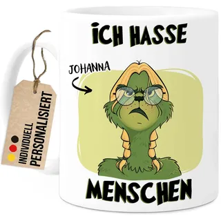 Tassenliebling® Lustige Grinch Tasse Weihnachten personalisiert mit Motiv - Weihnachtstasse Wichtelgeschenke lustig für Frauen