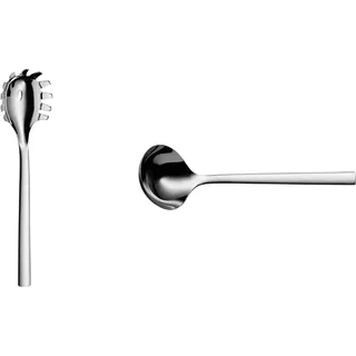 WMF Nuova Nudellöffel 30 cm, spülmaschinengeeignet & Nuova Suppenkelle 29 cm, Saucenlöffel, kleiner Kellenkopf, 80ml, Cromargan Edelstahl poliert, spülmaschinengeeignet