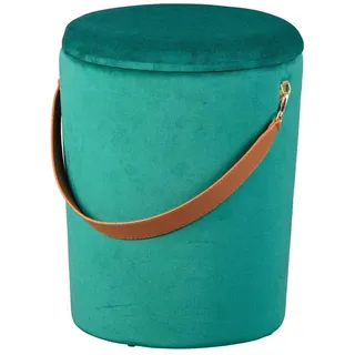 Interlink Inter Link - Hocker - Wäschehocker - Wäscheeimer - Eimer - Behälter aus Samt - Kunstledergriff - Grün - Papua