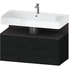 Duravit Qatego Waschtischunterbau, 1 Auszug und 1 Schublade, 990x470x590mm, Nische Graphit Supermatt, QA4395080, Farbe: Eiche Schwarz/mit Nischenbeleuchtung