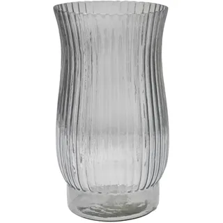 Ivyline Airlie Gerippte Vase in Grau – Nachhaltig und Premium Qualität – Wasserdicht und Trendy – Glasvase für den Innenbereich – H27 x D14,5 cm