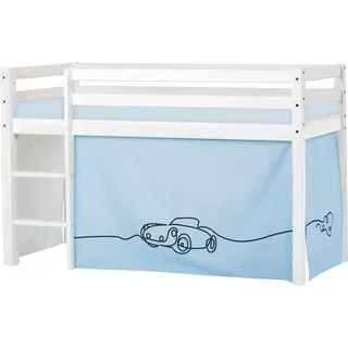 Hoppekids Hochbett »ECO Dream, Kinderbett, Spielbett, Halbhohes Bett aus Massivholz« inkl. Vorhang-Set Creator, Bettgröße & Matratze wählbar, blau