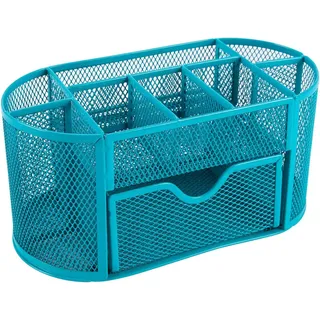earetah Tisch Organizer Schreibtisch Aufbewahrung Stiftehalter Stiftkächer Stiftablage Schreibtischorganizer Schreibtischbox Metall Mesh 14 Fächer Schwarz (blau)