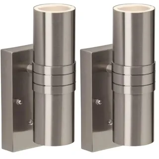 Brilliant Außenwandleuchte Edelstahl 2flg 250 lm inkl. GU10 3W LED-Reflektorlampen silber